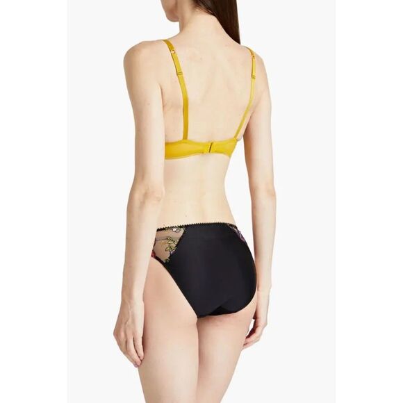 NWT Maison Lejaby Sin Embroidered Underwired Pushup Bra in Yellow Size 32C - Picture 3 of 11